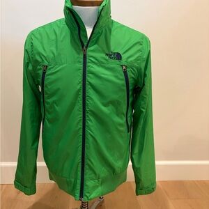 North Face Men’s Small Spring Green Windbreaker Jacket With Packable Hood